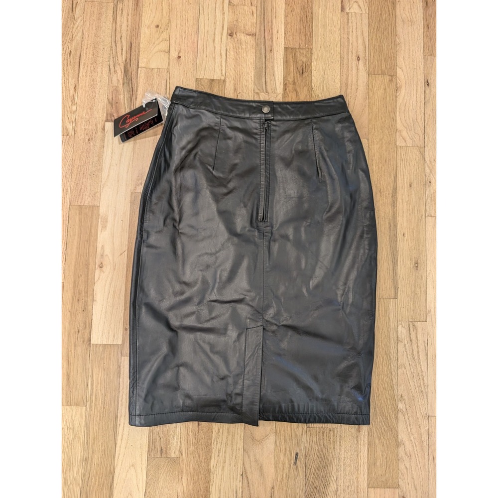 Vintage Cayenne Genuine Black Leather Long Skirt Size 7 / 8 Medium - Picture 8 of 13
